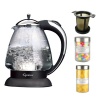 Capresso 259.03 H2O Plus 6-Cup Safety Glass Water Kettle in Polished Chrome + Brewing Basket in Black Medium Size + Accessory Kit