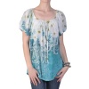 Brinley Co Womens Short Sleeve Scoop Neck Printed Top