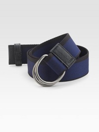 Casual chic belt crafted in nylon with leather trim.Metal buckleLogo detailAbout 1½ wideMade in Italy DUE TO HIGH DEMAND, A CUSTOMER MAY ORDER NO MORE THAN 3 UNITS OF THIS ITEM EVERY THIRTY DAYS. 