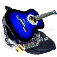 38 BLUE Student Acoustic Guitar Starter Package, Guitar, Gig Bag, Strap, & DirectlyCheap(TM) Translucent Blue Medium Guitar Pick