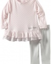 Calvin Klein Baby-girls Infant Polka Dots Print Tunic With Leggings, Pink/Gray, 18 Months