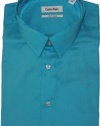 Calvin Klein BODY Slim-Fit Stretch Solid Dress Shirt (16 Neck 32/33, Aqua)