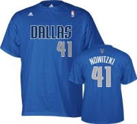 Dallas Mavericks Dirk Nowitzki Adidas Blue T Shirt