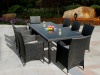 Genuine Ohana Outdoor Patio Wicker Furniture 9pc All Weather Dining Set with Free Patio Cover