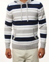 RETROFIT Men's Metal Long Sleeve Striped Hooded Sweater Gray Blue