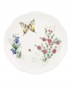 Fresh from the garden, Butterfly Meadow Herbs dessert plates from Lenox feature sturdy porcelain with flowering herbs and a delicately scalloped edge.