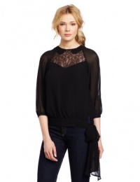 French Connection Women's Fast Edith Lace Top, Black, 6