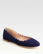 EXCLUSIVELY AT SAKS.COM in Navy, Brown and Black. Feminine scalloped edging completes this classic go-to silhouette of soft suede. Suede upperLeather lining and solePadded insoleMade in ItalyOUR FIT MODEL RECOMMENDS ordering true size. 