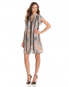 BCBGMAXAZRIA Women's Libby Lace Stripped Dress, Powder Combo, Small