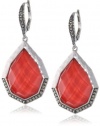 Judith Jack Caliente Sterling Silver Marcasite and Coral Drop Earrings