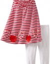 Bonnie Jean Girls 2-6X Stripe Legging Set, Red, 4T