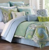 Echo Diamond Geo Full/Queen Coverlet, Aqua