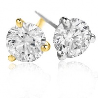 18k Gold Round Brilliant Cut Diamond 3 Prong Martini Stud Earrings (GH, I1-I2, 0.25 carat)-Available in White and Yellow Gold