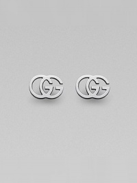 The famous interlocking double G, crafted into stunning studs of 18k white gold. 18k white gold Width, about ½ Post back Made in Italy