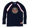 Superman Boys Long Sleeve Crew Neck Raglan Jersey w/ screen print S logo