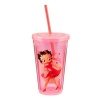 Vandor Betty Boop 18-Ounce Acrylic Travel Cup with Lid and Straw, Pink