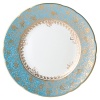 Inspired by the flamboyant designs of the 19th century, Eden Turquoise is both refined and sophisticated. This Limoges porcelain dinnerware service is a remarkable reproduction that captures the beauty of engraved gold work. Made in Limoges, France.