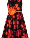 Bloome Girls 7-16 Floral Casual Dress, Black/Pink/Orange, 16