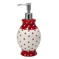 Dots Ceramic Lotion Bottle, Red