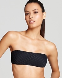 Carmen Marc Valvo's bandeau top features a sleek design with tonal stripes for a sophisticated swim look.