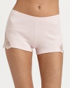 Side intricate lace detailing is an unexpected surprise on these super-soft shorts made of a fine pima cotton-blend. Narrow elastic waistbandSide lace detailingInseam, about 9½45% modal/45% cotton/8% nylon/2% elastaneHand washMade in Italy