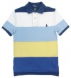 Polo Ralph Lauren Boys Lifesaver Striped Mesh Pony Logo Polo Shirt - 2/2T