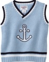 Hartstrings Baby-boys Newborn V-Neck Anchor Sweater Vest, Sky Sulphur, 3-6 Months