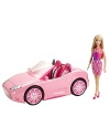 The Barbie® Glam Convertible is the perfect vehicle to make a statement and cruise around town in ultra-glam style! The two-seater features shiny metallic wheels, a signature pink-print interior, Barbie® logo license plate and holofoil lights.