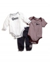 GUESS Kids Boys Two Bodysuits and Pants Set, NAVY (3/6M)