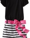 Ruby Rox Kids Girls 7-16 Drop Waist Eyelash Dress, Black/White/Pink, 8