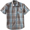 Volcom Boys 8-20 Ex Factor Plaid Short Sleeve Shirt, Arctic Blue, Large