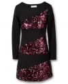 Wrap her in sequins with this ponte dress from Bonnie Jean, a glam look for going out.