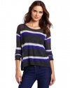 Joie Women's Rosalie Stripe Sweater, Heather Charcoal/China Blue/Chalk, Small