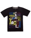 Brash and bold. He can get some action in this electric Sketched-Up tee from Nike Action. (Clearance)