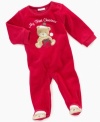 He'll be bearably cozy and comfortable as he brings joy to the room with this adorable bear footed Christmas velour coverall by First Impressions.