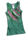 GUESS Kids Girls Little Girl Embellished Tank, GREEN (4)