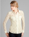 GUESS by Marciano Antonia Long-Sleeve Lace Top, AGAVE CREME (MEDIUM)