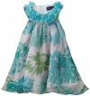 Blue Pearl Baby-girls Infant Floral Chiffon Lined Isabella Dress with Flower Trim , Aqua, 18 Months