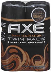 Axe Body Spray, Twin Pack, Dark Temptation, 4Ounce