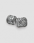 Woven cylinder design in stunning sterling silver. About ¾ X ½ each Made in USA