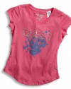 GUESS Kids Girls Little Girl Top with Screen and Nailhead, PINK (6X)