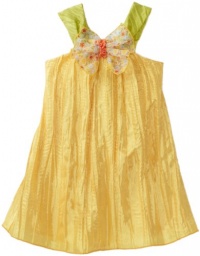 Blue Pearl Baby-girls Infant Rachel Lined Dress with Floral Sheer Butterfly, Gold, 12 Months