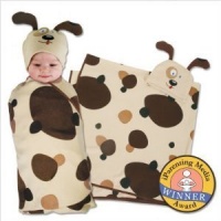 Sozo Baby-boys Newborn Puppy Swaddle Blanket and Cap Set, Brown, One Size