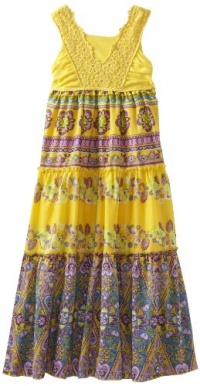 Bloome Girls 7-16 Mixed Print Maxi Dress, Yellow, 7