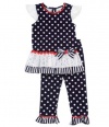 Girls Rare Editions Dotted Eyelet Nautical Dress Set 6X (E762013)