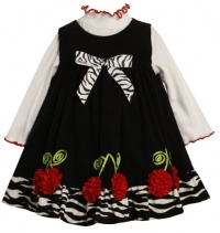 Bonnie Jean Girls 2-6X Corduroy Jumper With Bonaz Flowers, Black, 4T