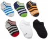 Stride Rite Boys 2-7 Sport Stripes No Show 6 Pack Sleepwear, Gray/Stripes, 6-7.5 Shoe Size 7-10