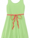 Ruby Rox Kids Girls 7-16 Tie Belt Skater Dress, Neon Green, Large