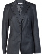 Calvin Klein Women's Pinstripe Blazer Jacket Charcoal/White Stripe