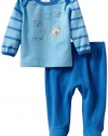 ABSORBA Baby-Boys Newborn Footed Pant Set, Blue, 3-6 Months